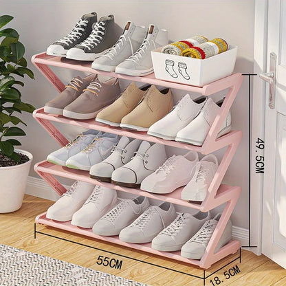👟 4-Tier Z-Shaped Shoe Rack – No-Tool Stackable Storage for Home, Dorm & Entryway