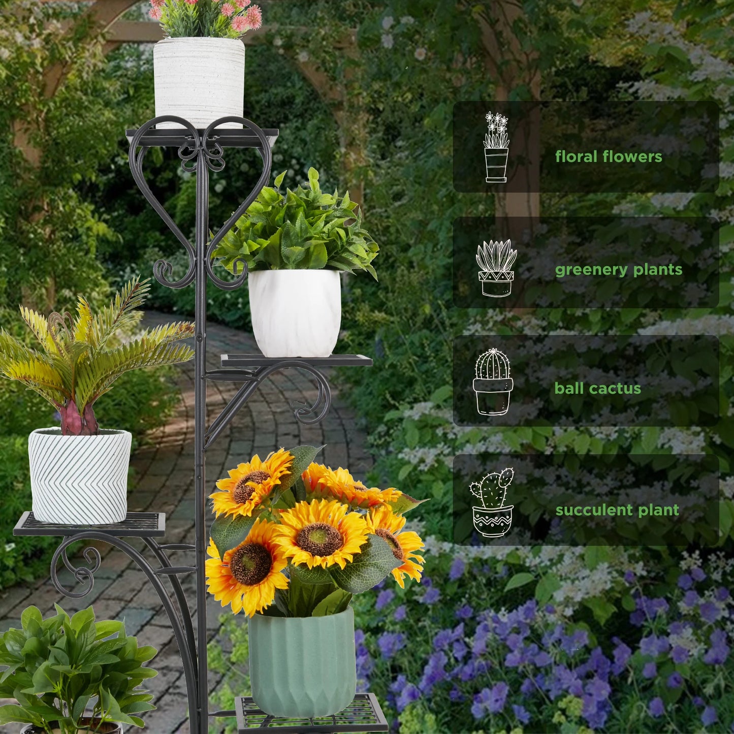 🌸 Tall Metal Plant Rack – 5-Tier Flower Pot Display Shelf for Garden & Home 🌸