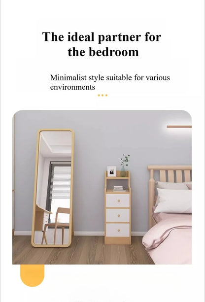 🛏️ Slim Wooden Bedside Table – 3-Drawer Modern Nightstand for Bedrooms 🌙