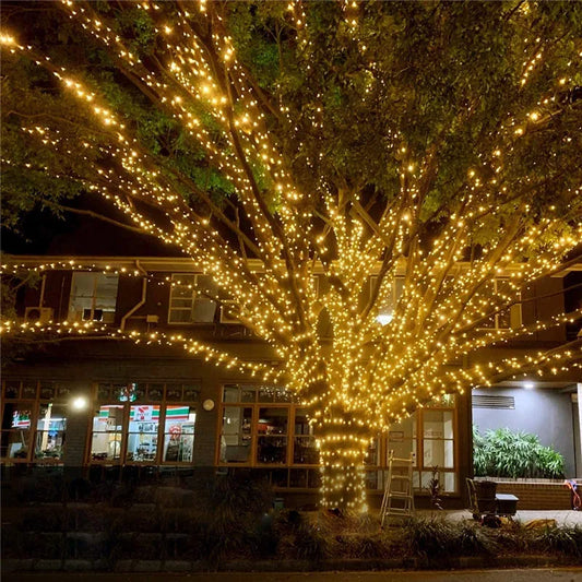 Solar LED fairy string lights outdoor waterproof garland for garden patio party festive decoration

