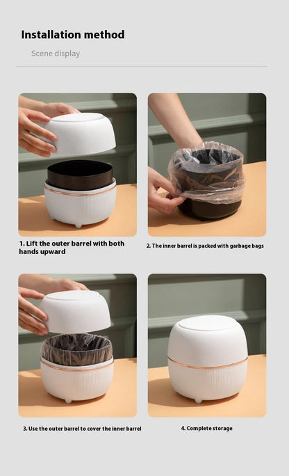 🗑️ Mini Desktop Trash Can – Pop-Up Lid Storage Bin for Coffee Tables & Office Desks ✨