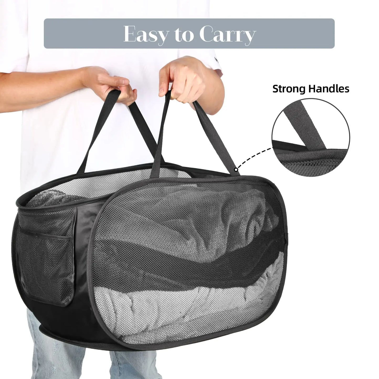 🧺 Foldable Mesh Laundry Hamper – Organise Dirty Clothes in Style! ♻️