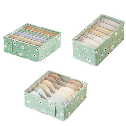 👕 Foldable Multi-Grid Underwear & Sock Organizer – Sturdy Non-Woven Drawer Storage Box