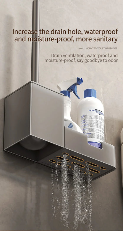 🧻 Punch-Free Bathroom Toilet Shelf & Brush Holder 🛁