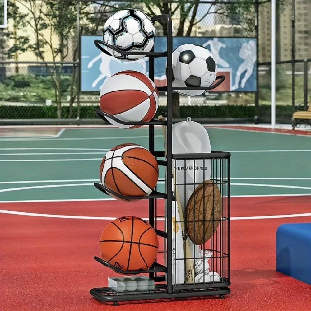 Indoor children basketball storage rack metal stand for football volleyball kindergarten sports balls
