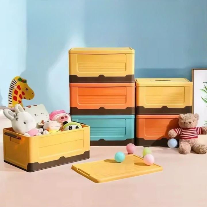 Foldable large-capacity wardrobe storage box for clothes, toys, books, and household items.
