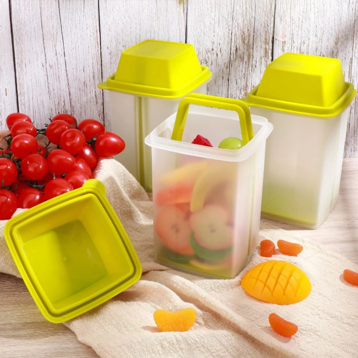 Reusable pickle jar with built-in strainer, BPA-free material, easy-to-open lid, for storing and serving pickles, olives, and condiments.  
